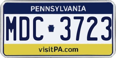 PA license plate MDC3723