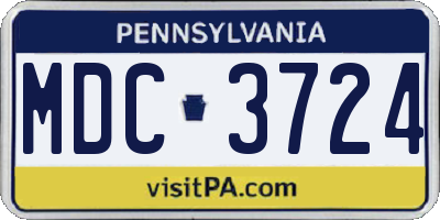 PA license plate MDC3724