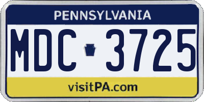 PA license plate MDC3725