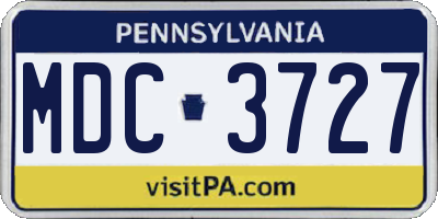 PA license plate MDC3727