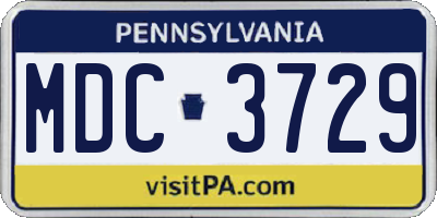 PA license plate MDC3729