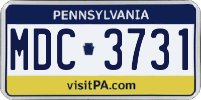 PA license plate MDC3731