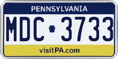 PA license plate MDC3733