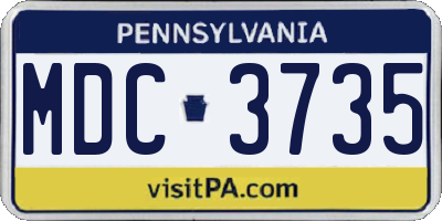 PA license plate MDC3735