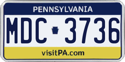 PA license plate MDC3736