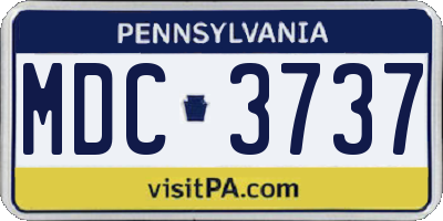 PA license plate MDC3737
