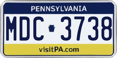 PA license plate MDC3738