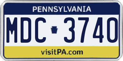 PA license plate MDC3740