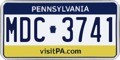 PA license plate MDC3741