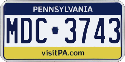 PA license plate MDC3743