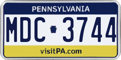 PA license plate MDC3744