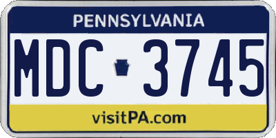 PA license plate MDC3745