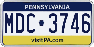PA license plate MDC3746