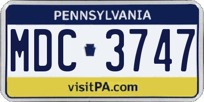 PA license plate MDC3747