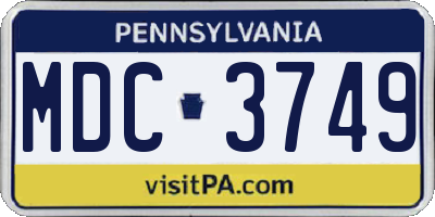 PA license plate MDC3749