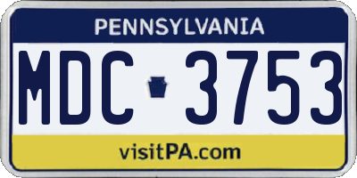PA license plate MDC3753