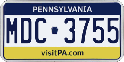 PA license plate MDC3755