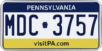 PA license plate MDC3757