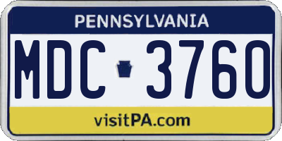 PA license plate MDC3760
