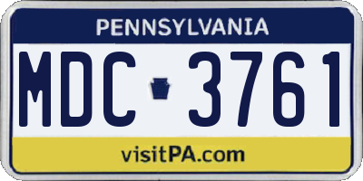 PA license plate MDC3761