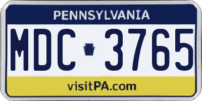 PA license plate MDC3765