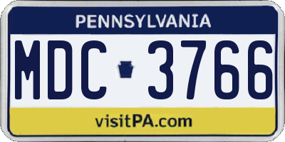 PA license plate MDC3766