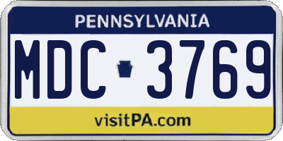 PA license plate MDC3769