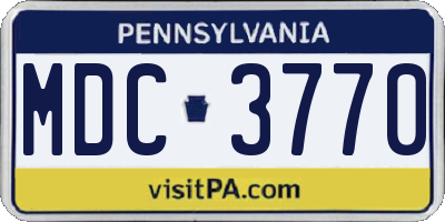 PA license plate MDC3770