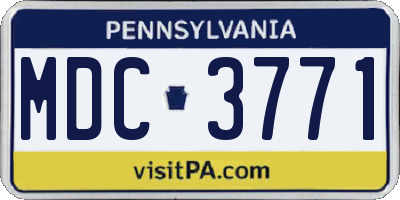 PA license plate MDC3771