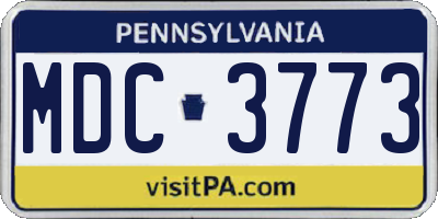 PA license plate MDC3773