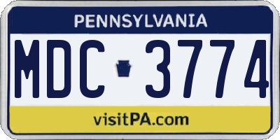 PA license plate MDC3774