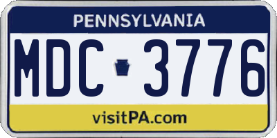 PA license plate MDC3776
