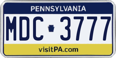 PA license plate MDC3777