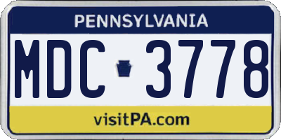 PA license plate MDC3778