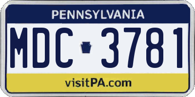 PA license plate MDC3781