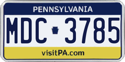 PA license plate MDC3785