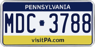 PA license plate MDC3788