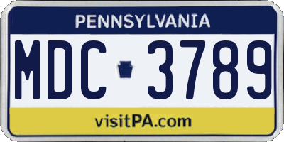 PA license plate MDC3789