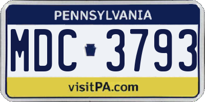 PA license plate MDC3793