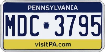 PA license plate MDC3795