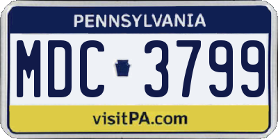 PA license plate MDC3799