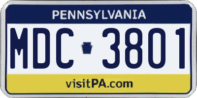 PA license plate MDC3801