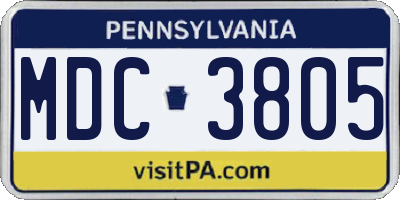 PA license plate MDC3805