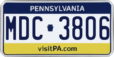 PA license plate MDC3806