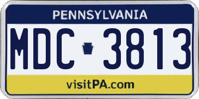 PA license plate MDC3813