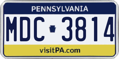 PA license plate MDC3814