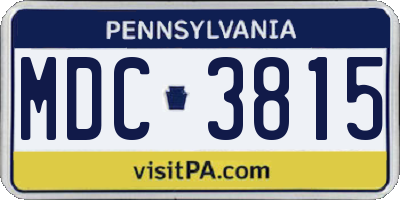 PA license plate MDC3815