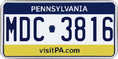 PA license plate MDC3816