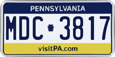 PA license plate MDC3817