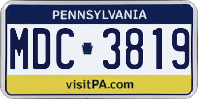 PA license plate MDC3819